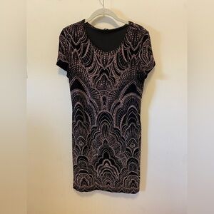 JUMP Apparel black and rose gold glitter bodycon dress size large